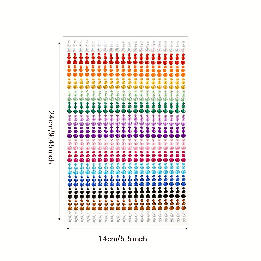 TEMU 1pc 15 Colors 900pcs Self-adhesive Acrylic Face & Eye Makeup Stickers - Mixed Color Assortment For Parties, Holidays, Birthdays, Graduation,