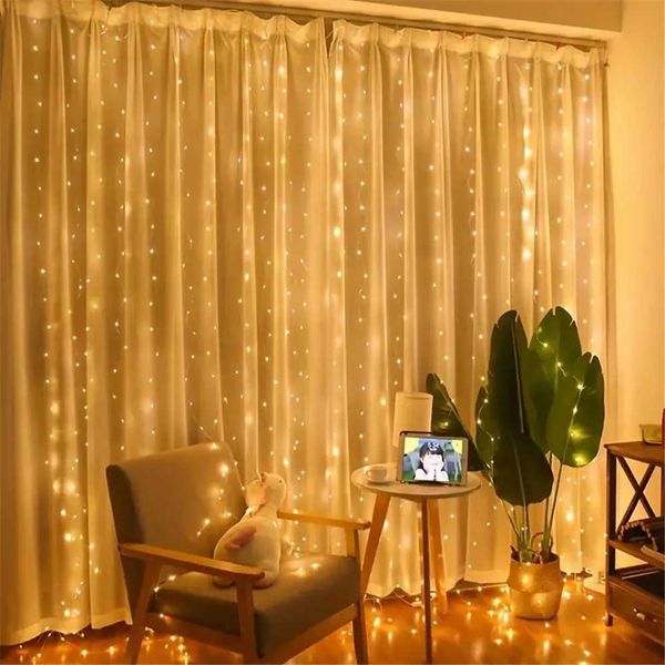 Navidad 2024 Ornaments LED Curtain String Light Decoration USB Garland Lamp 8 Mode for Home Christmas Party New Year Wedding zyc241120