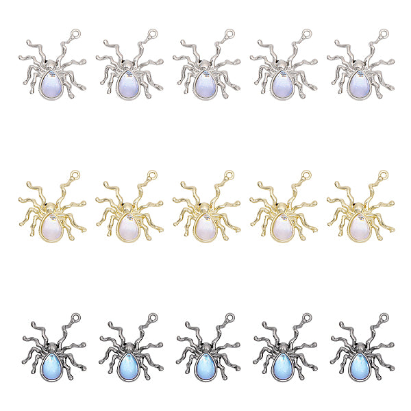 15 pièces 3 couleurs pendentifs en alliage de placage de rack halloween