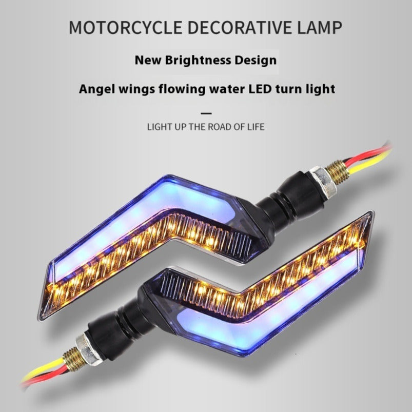 Custom Angel Wings Flowing Motorcycle LED Turn Signal 12V Off-Road Bike Direction Light Scooter Electric turn signal