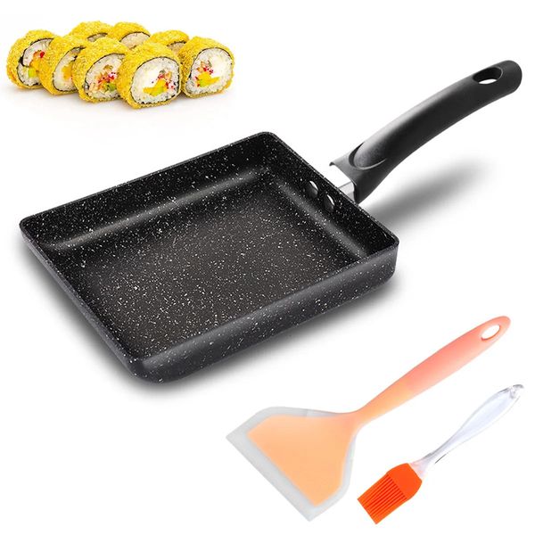 BBQ Tools Accessories Tamagoyaki Pan NonStick Japanese Omelette Rectangle Frying Pans Cooking Egg Roll Breakfast Maker Cookware Kitchen 2310