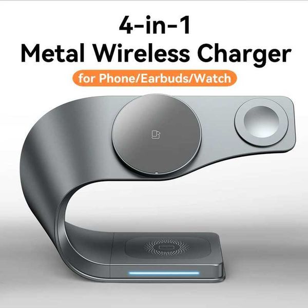 Metal Shell 4 in 1 Wireless Charger for iPhone 15 14 13 12 Magnetic Fast Charging Station Stand Dock for Airpods WatchM240731