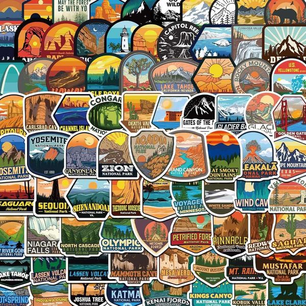 156 Pcs National Parks Pack, Outdoor Nature Camping Hiking Inspired Waterproof Vinyl Decals for Water Bottles Laptop Car, Travel Adventure P