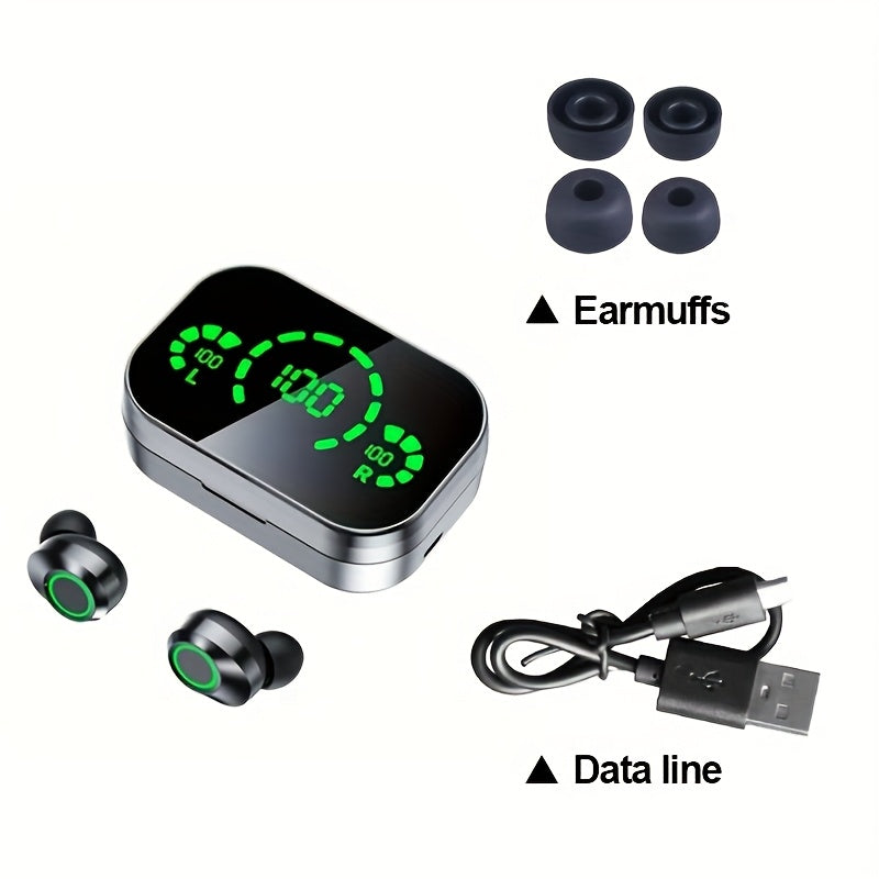 TEMU Wireless Earbuds With Digital Display, Hifi Hd Stereo & Noise Cancelling For Calls, Usb-c Charging, App & Volume Control, Anime Design, Durable