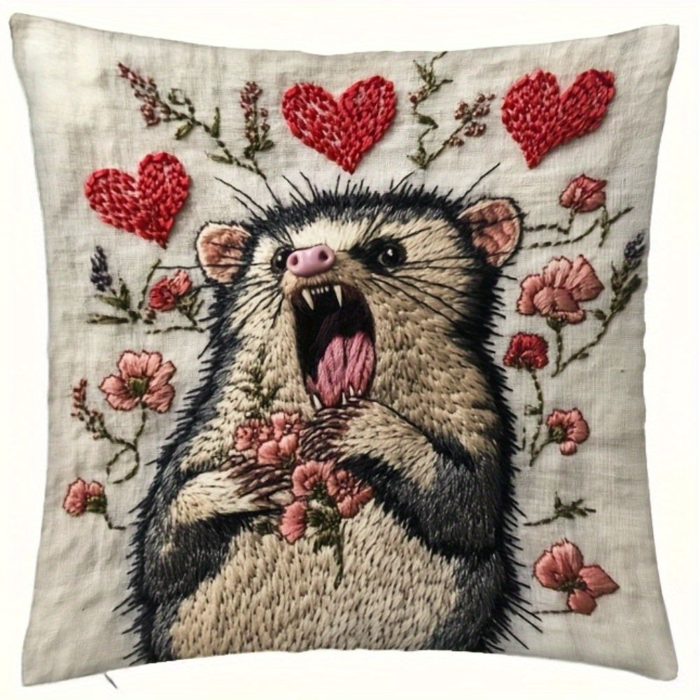 TEMU 18x18 Inch Pillow Cover, Screaming Opossum Stressed Possum Funny , Room Decoration (no Embroidery No Pillow Core), Daily Home Decor Pillowcases,