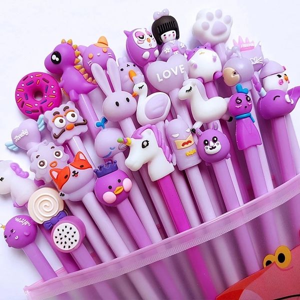 Gel Pens 20Pcs - Set Cute Cartoon Office Signature 0.5mm Black Ink Kawaii Pink School Supplies Student Stationery 221118