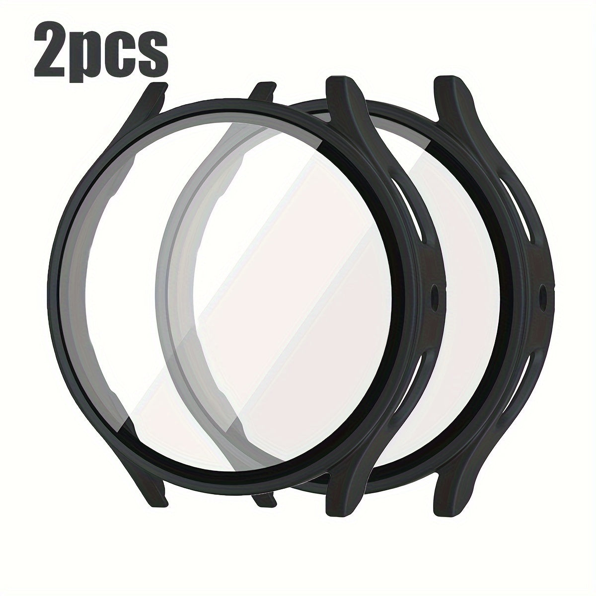 TEMU 2pcs 6-5 Screen Protector And Case Set, 40mm - Hard Pc Bumper & Hd Tempered Glass, Scratch-resistant, Multiple Colors - Ideal For Men And Women