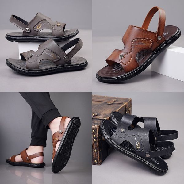 Designer Sandals Slippers men&#039;s Fashion Luxury Letter Slide Slide Amber Rubber Leather Flat Shoes Summer Beach Bath Slippers Brown Retr