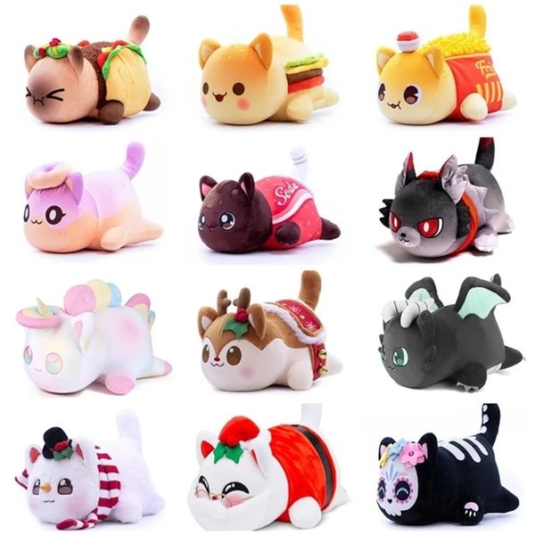 Stuffed Plush Animals Plush Dolls 25cm Cute Meow Meows Plush Doll Soft Coke Burgers Bread Tucker Cat Plushsleeping Pillow Aphmau Plush s Gif
