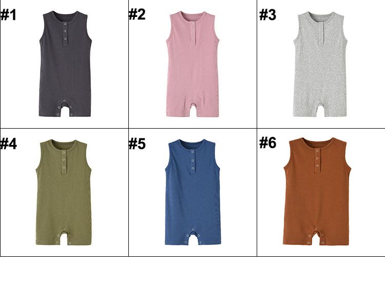 K551 Summer Baby Sleeveless Romper Soft Cotton Newborn Boy And Girls Ribbed Jumpsuits Bodysuit Toddler Infants Clothes