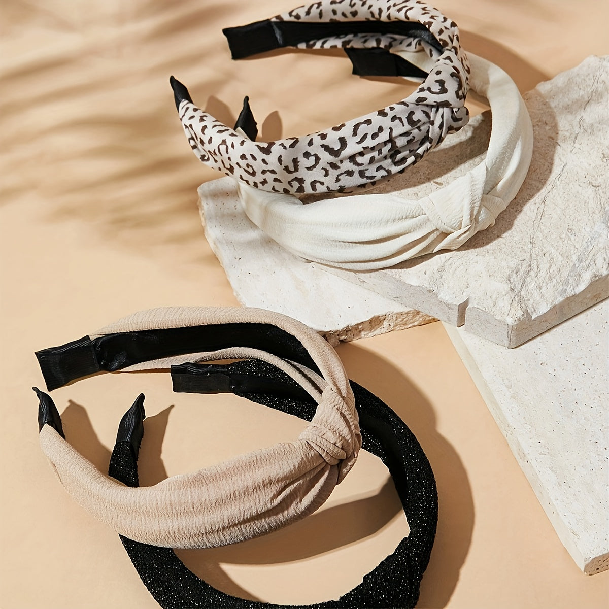 TEMU 4pcs Elegant Wide Brimmed Knotted Hair Hoops Trendy Non Slip Hair Bands Stylish Hair Decoration