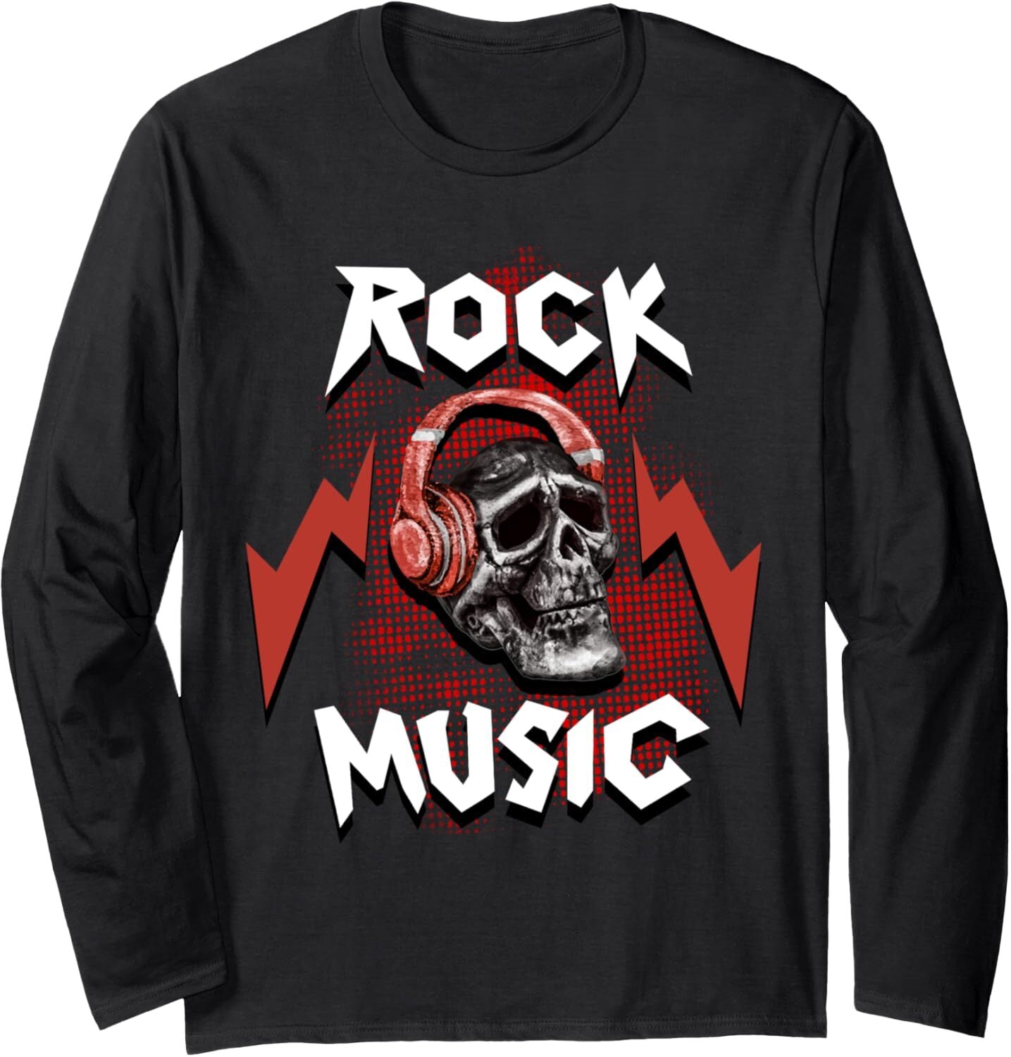 Long Sleeve Shirts for Men sweatshirt Rock Music, Skull Profile, Headphones, Funny Gift Long Sleeve Tee Streetwear Casual tops clothes
