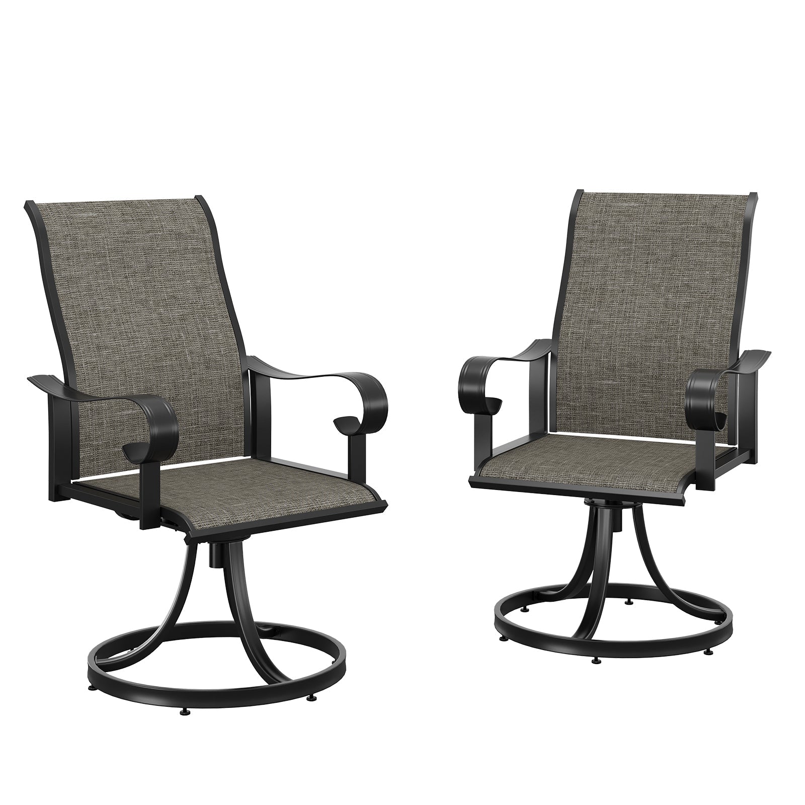 Garvee Patio Swivel Chairs Set of 2, Outdoor Swivel Rocker Dining Chairs with All Weather Textilene High Back & Metal Frame, for Backyard Deck Lawn Ga