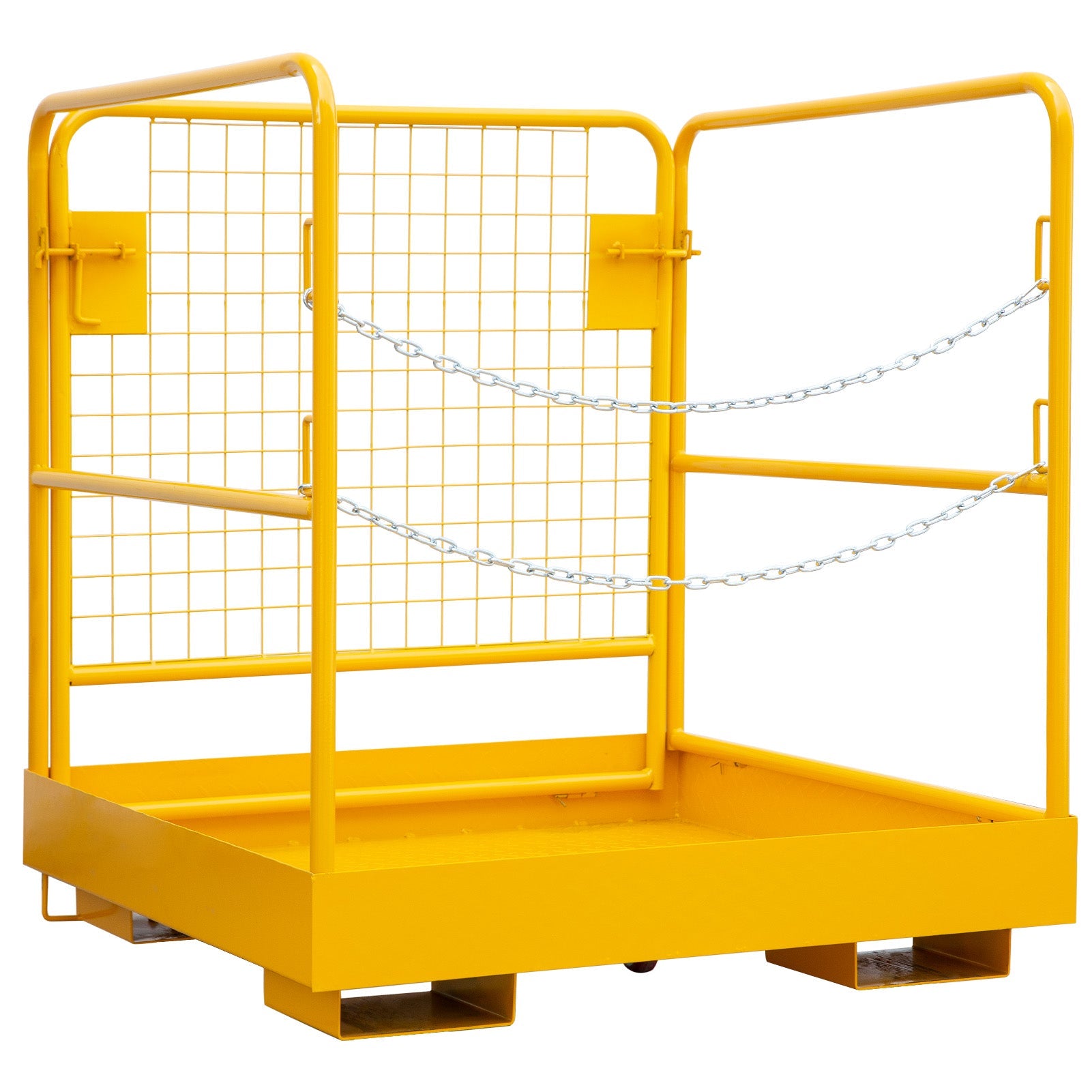Garvee 36"x36" Forklift Safety Cage – 1200-LB Capacity Heavy-Duty Steel Lift Basket with 2 Chains for Aerial Work Platforms