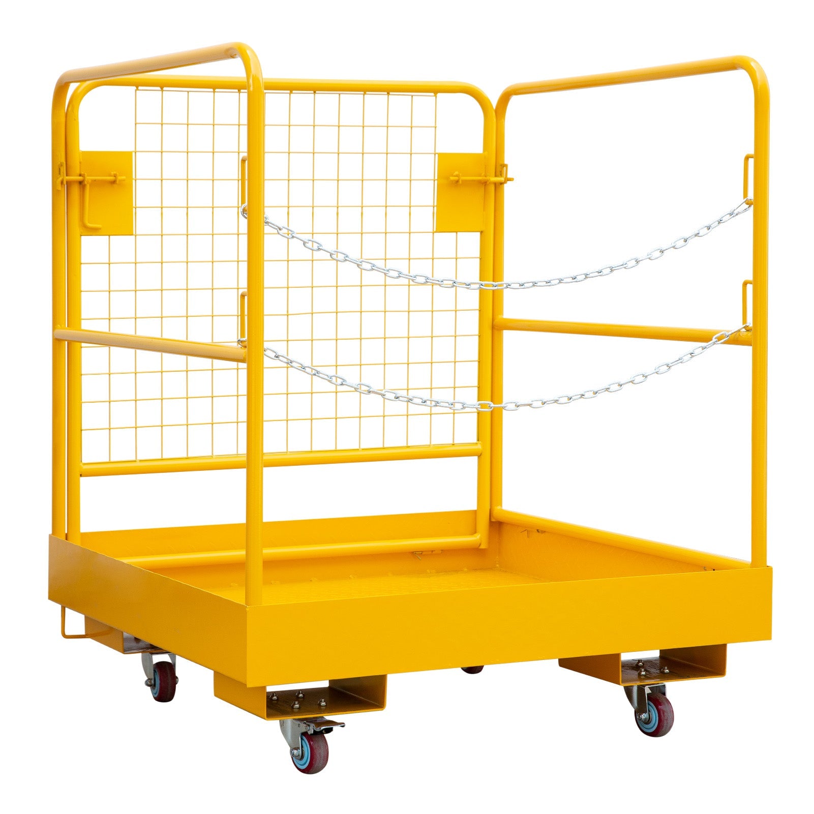 Garvee 36"x36" Forklift Safety Cage – 1200-LB Capacity Heavy-Duty Steel Aerial Work Platform with 4 Universal Wheels & Fold-Down Design