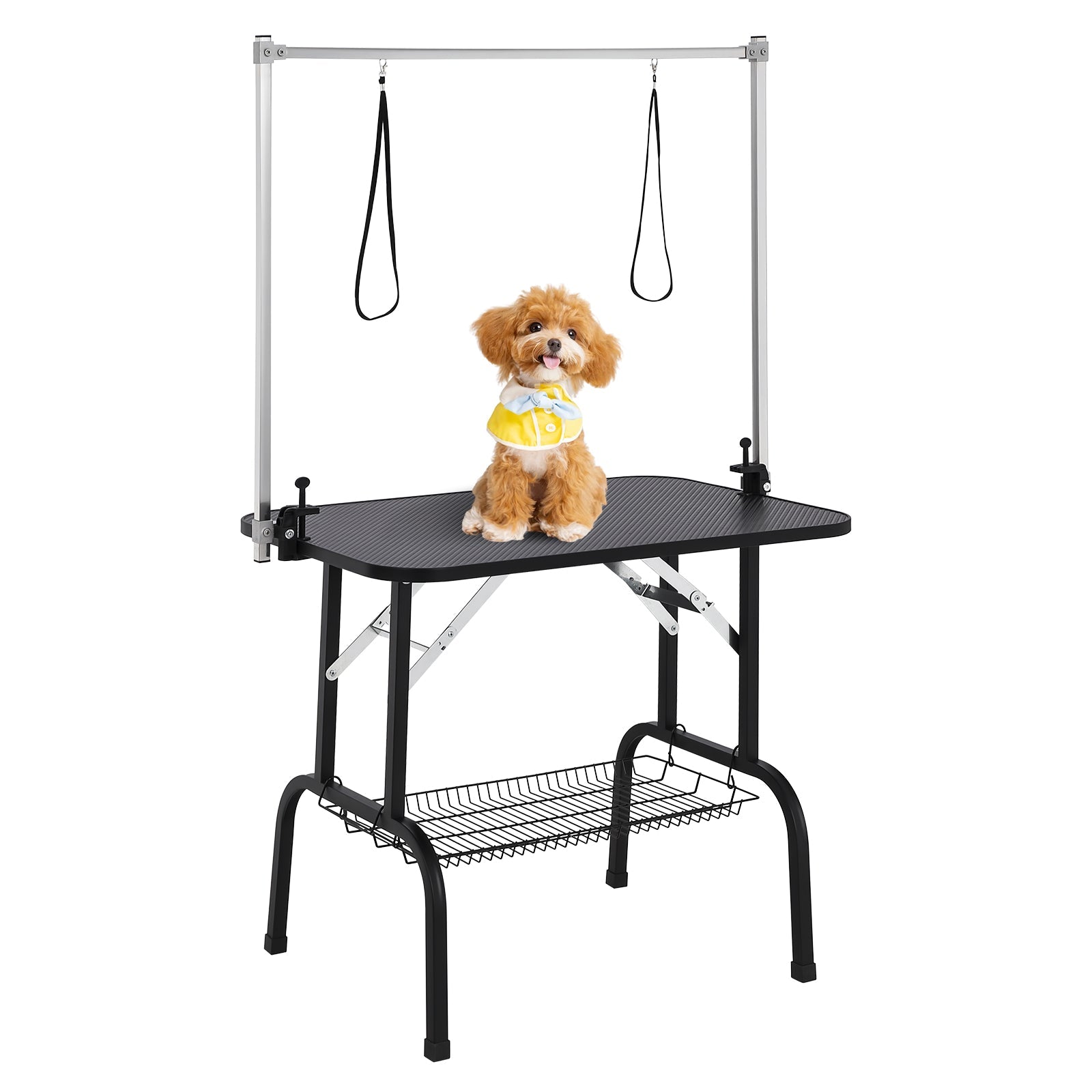 Garvee 36" Dog Grooming Table, Adjustable Height Pet Drying Desktop Foldable Pet Grooming Table Station with Arms, Noose, Mesh Tray 330LBS Capacity fo