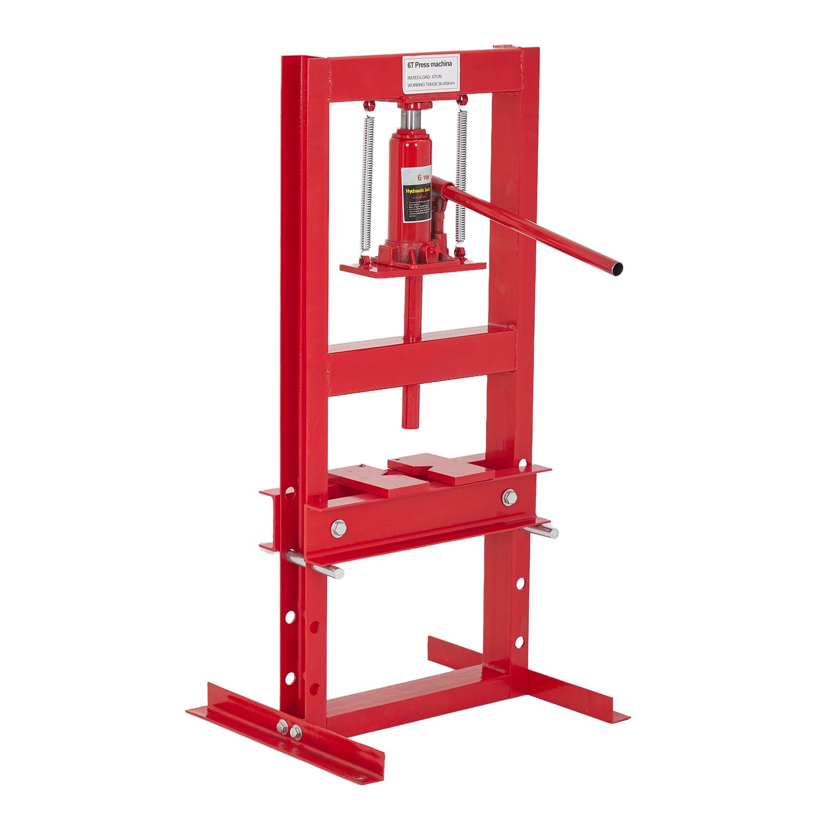 Garvee Hydraulic Shop Press 6 Ton H-Frame Garage Floor Press Adjustable Height Movable Plates