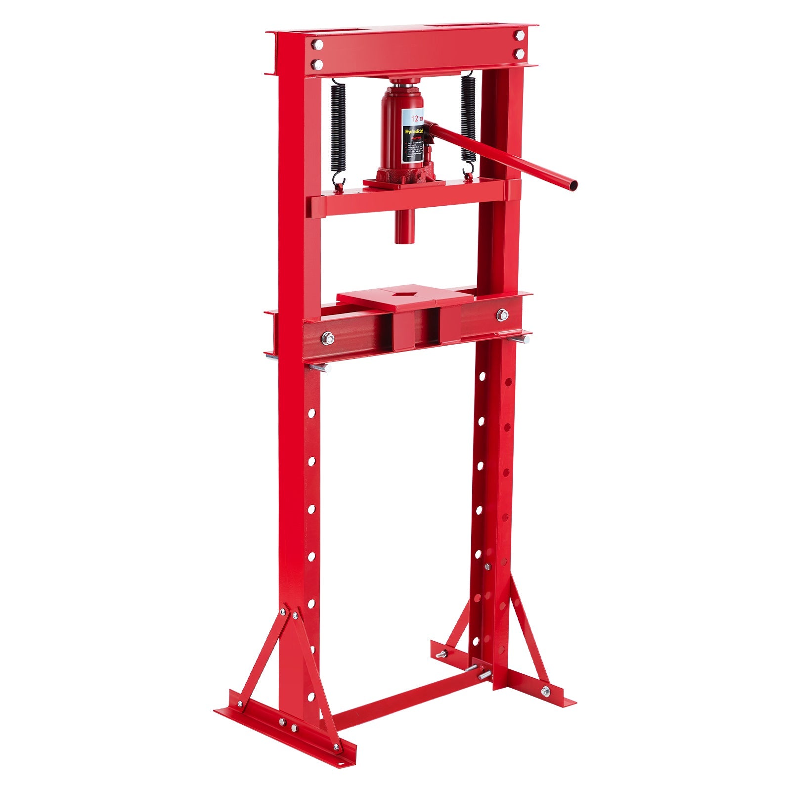 Garvee Hydraulic Shop Press 12 Ton H-Frame Garage Floor Press Adjustable Height Movable Plates for Bending Straightening Bearings U-Joints