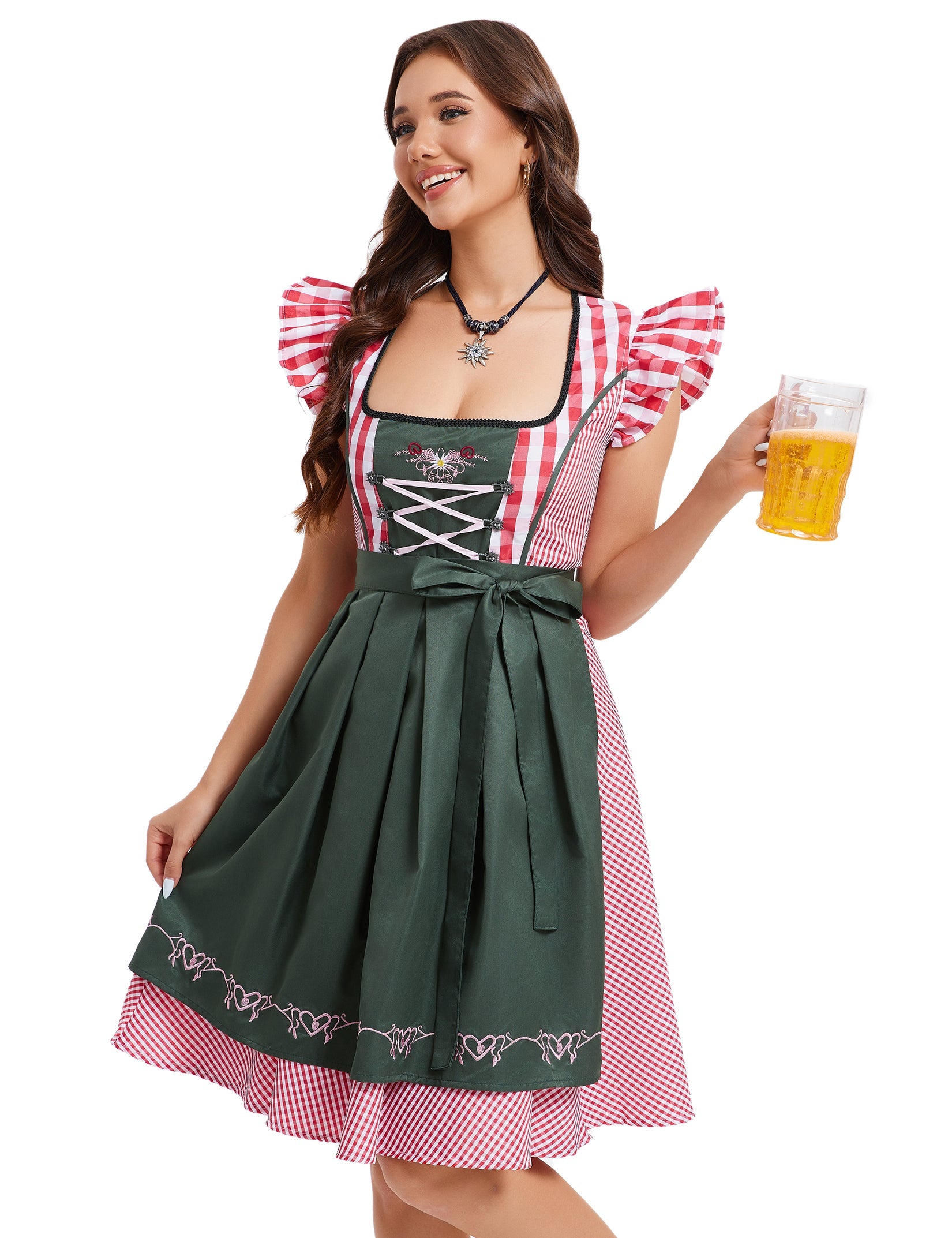 Garvee Women German Dirndl Dress 2 Pieces Costumes Traditional Beer Bavarian Oktoberfest Carnival Halloween
