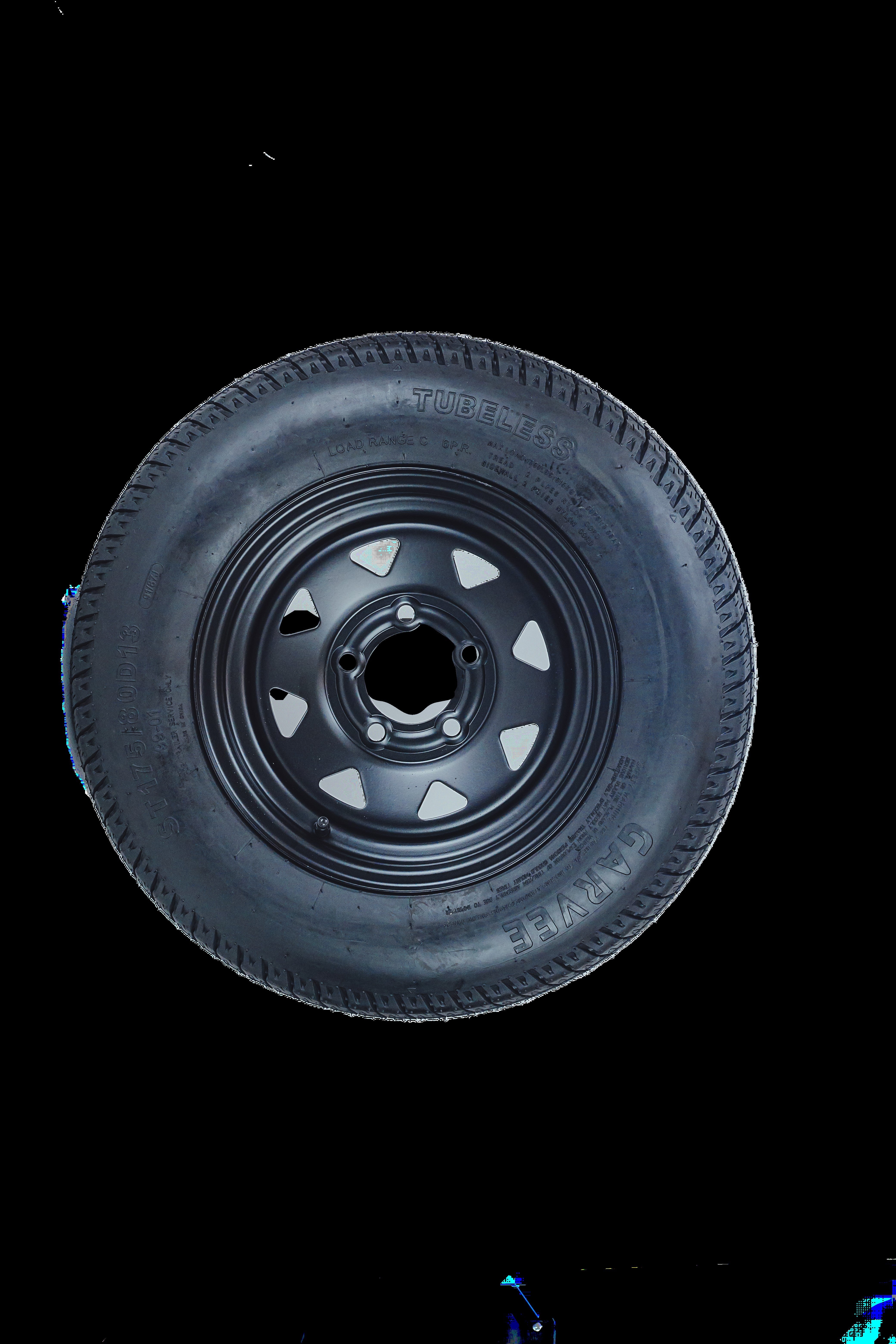 Garvee 2-Pack Trailer Tire On Rim 4.80-12 480-12 4.80x12 Trailer Tires 4 Lug 4" PCD 12In Wheels Black