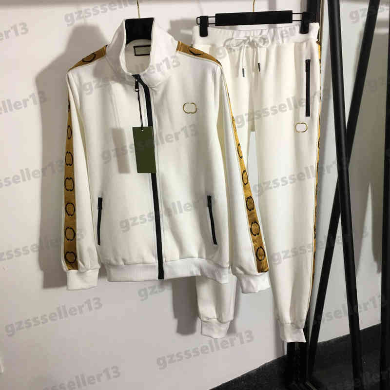 Womens Tracksuits 3D Letter Logo Printing Two Piece Sets Zip-up Track Jacket And Web-trimmed Trousers Jogging Suit Designer Women Clothing Size S-XL