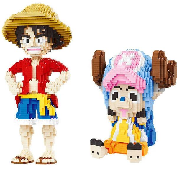 Anime Blocks One Piece Monkey D. Luffy Sitting Chopper Block Diy Model Building Toy for Children No Box Q0723
