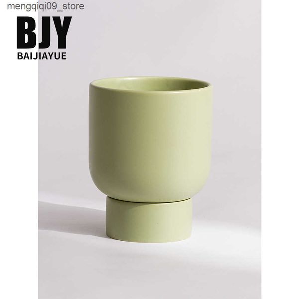 Planters Pots Nordic creative lazy ceramic flowerpot modern simple Morandi style green plant fleshy desktop tray small flowerpot L240910