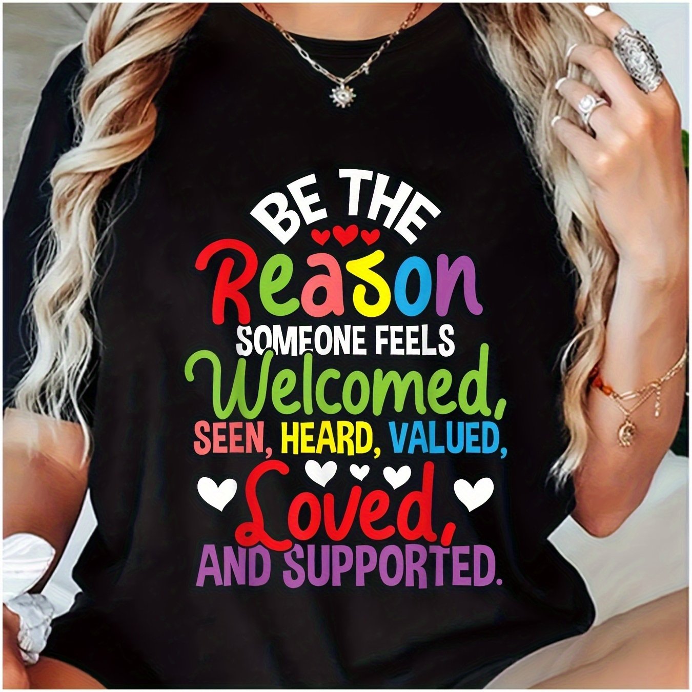 TEMU 1pc Plus-size Women' Worker Appreciation T-shirt - " " Inspirational Graphic Tee, 100% Cotton Soft Stretchy Short Sleeve Round Neck Casual Top