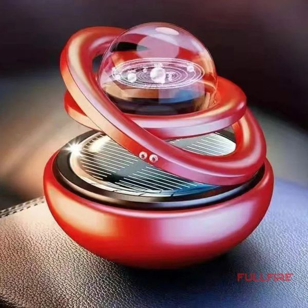 Car Solar Ornaments Rotating Car Double-ring Suspended Crystal Ball Aromatherapy Perfume Ornaments Creative Ornaments