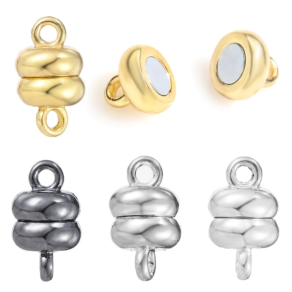 TEMU 5 Pairs Of Flat Round Magnetic Buckles - Removable Alloy Pendants, Ideal For Bracelets & Necklace Connectors, Fashionable Round Design With ,