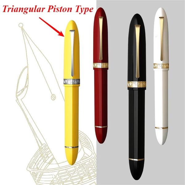 wholesale Mohn Mooman V60 Triangular Piston Metal Fountain Pen EFF 03805mm Nib Office Gel Pens y School Stationery 241023
