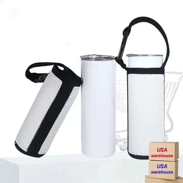 NEW Sublimation White Blank 20Oz Tumbler Tote Diving Cloth Neoprene Bottle Sleeves With Adjustable Strap Drinkware Handle Water Cups Carrier