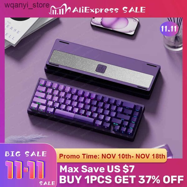 Keyboards Lucky 65 V2 Sugar65 Weikav Lucky 65 Key Mechanical Keyboard Aluminum Alloy 3-Mode Rgb Hot Plug Custom Wired Gaming Keyboard L24091