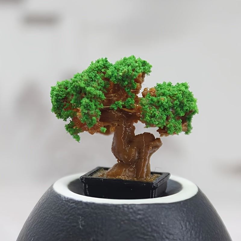 TEMU 1pc Miniature Welcome Pine Bonsai - 1:12 Scale Artificial Resin Tree With Realistic Green Leaves, & , No Maintenance Home Decor, Easter Tabletop