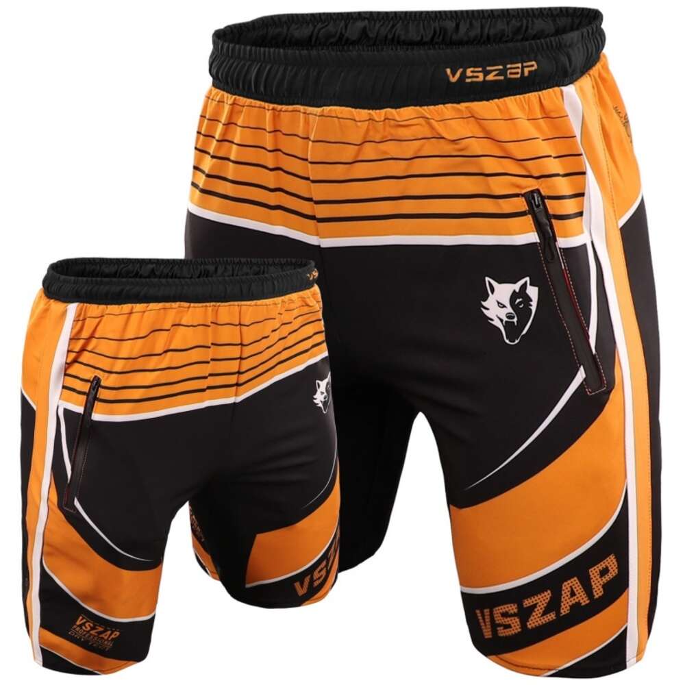 Vszap Sports Shorts MMA Breathable Training Wrestle Pants Outerwear Season Muay Thai Fiess Orange Running Fight