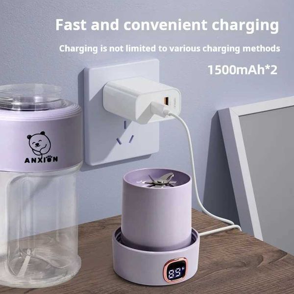 Portable Juicers 1000ML Outdoor Small Wireless Electric Multifunctional Juicer Cup 3000mAh Battery 8 Leaf Stainless Steel Blade