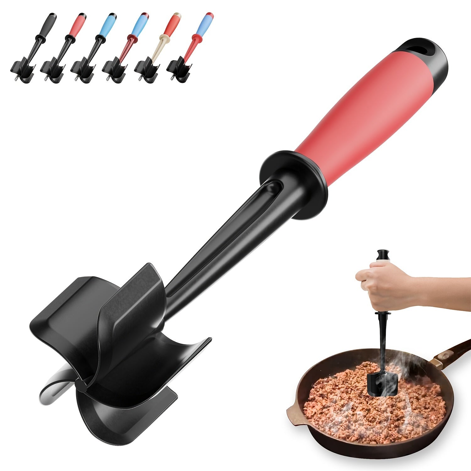 TEMU Aberzey Heat-resistant Nylon Meat Chopper With 5 Curved Blades - & Mix-and- Tool For Ground Beef, Manual Operation, Durable , Kitchen Gadget,