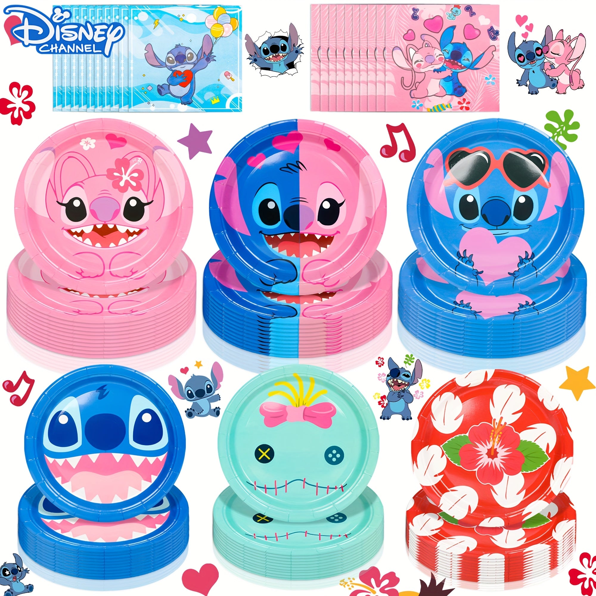 TEMU Stitch Birthday Decorations Plates Stitch Themed Party Supplies 60 Plates, 40 Napkins