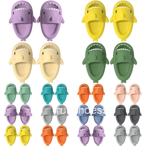 Summer Home Women Shark Slippers Anti-skid EVA Solid Color Couple Parents Outdoor Cool Indoor Household Funny Shoes 130