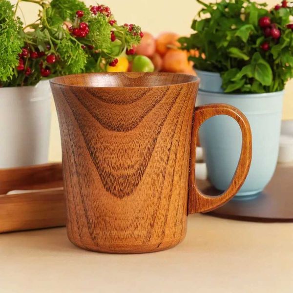 Handmade Wooden Cup in Natural Log Color - Rustic and Eco-Friendly g for Coffee Tea Beer Ju and MilkT250205