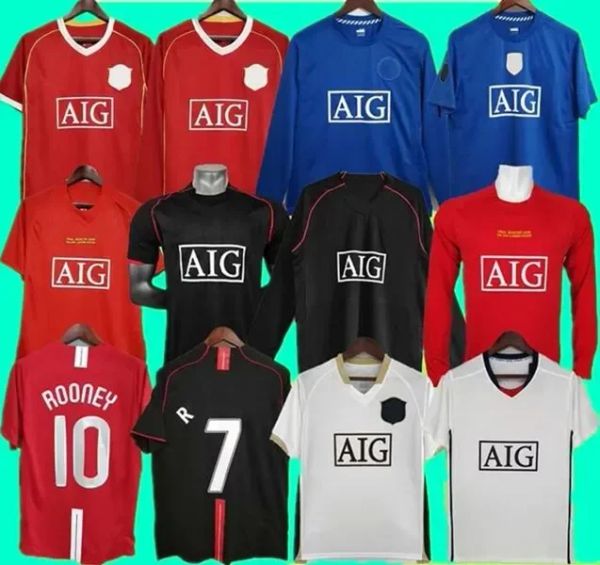 RETRO soccer jerseys 2006 2007 2008 2009 ROONEY FOOTBALL SHIRTS 06 07 08 09 Vintage NANI VIDIC BERBATOV ANDERSON TEVEZ GIGGS SCHOLES long sl