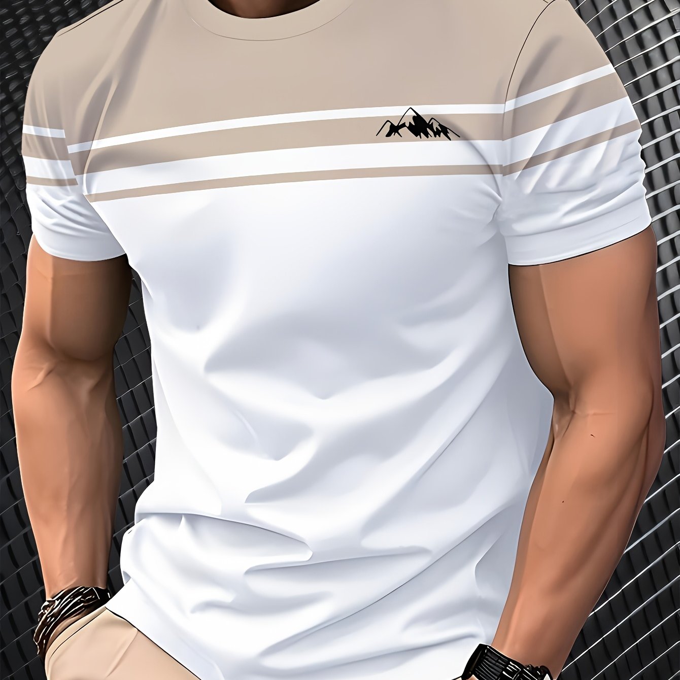 TEMU Camiseta de manga corta para hombre de impresión digital 3D - Parte superior de cuello redondo de moda y transpirable con "FASHION", diseño a