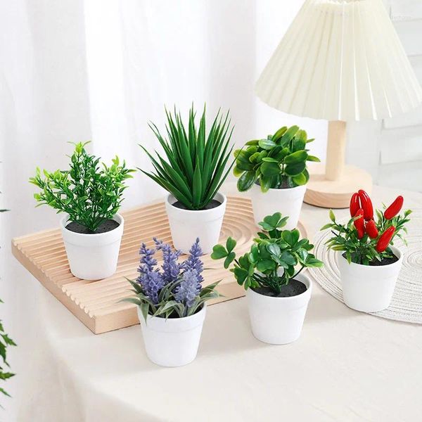 Decorative wers 1 SET (6PCS) Simulated Plant Potted Plants Placed On The Desk Foyer Garden And Courtyard Of Business Offices