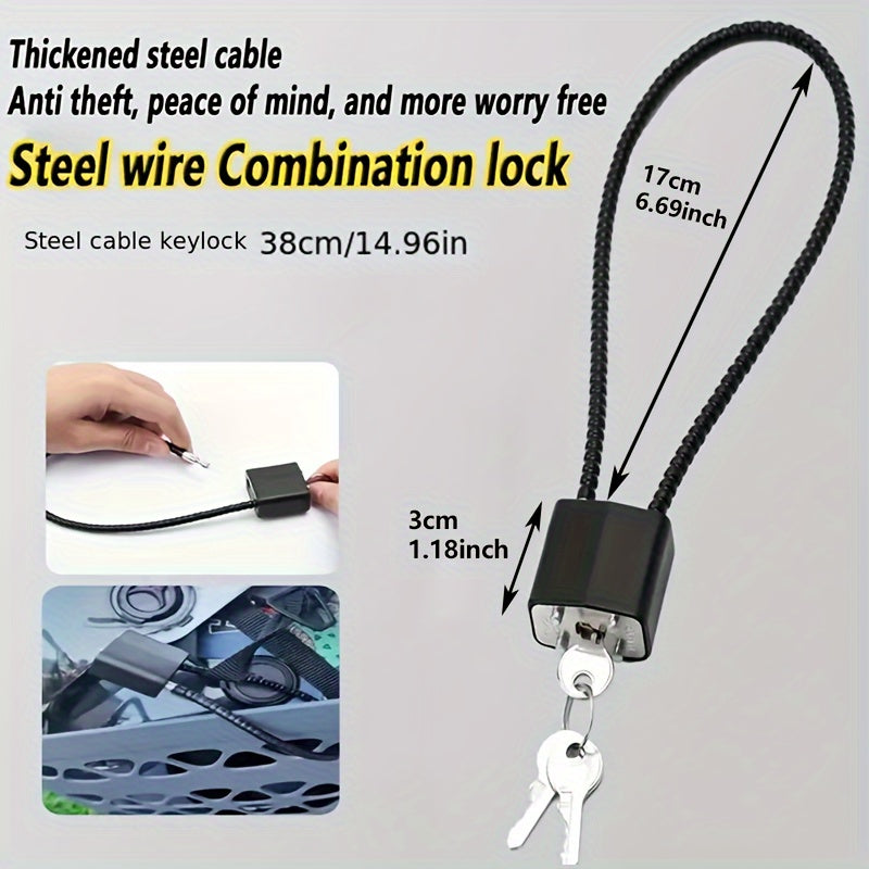 TEMU 1pc Anti-theft Steel Wire Key Lock With 2 Keys - Secure Sleek For Electric Scooter Helmets, Storage Lockers, And More - Durable And Reliable,