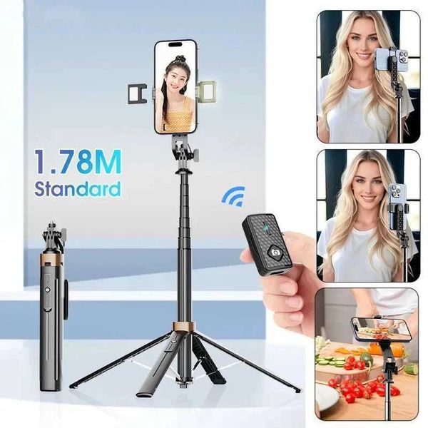 Portable Bluetooth Selfie Stick 1.78m 360 Rotation Aluminum Alloy Selfie Stick for Video Recording and Live Streaming Y240813