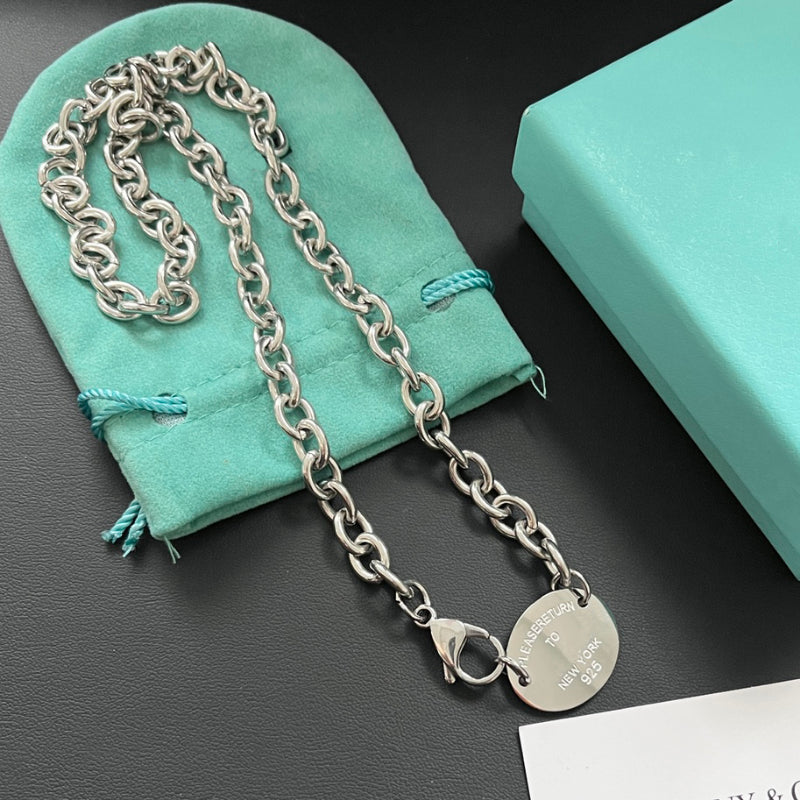 Designer Choker Round Necklace For Women Brand Correct Brand Logo Circle Delicate Fashion Stainless Steel Gift Luxury Quality Gifts Family Friend Co