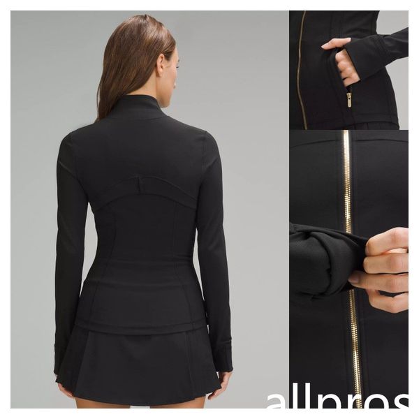 Yoga Jacket womens workout sport Coat Fitness Gold Zip Jacket Sports Quick Dry Activewear Top Solid Zip Up Sweatshirt Sportwear