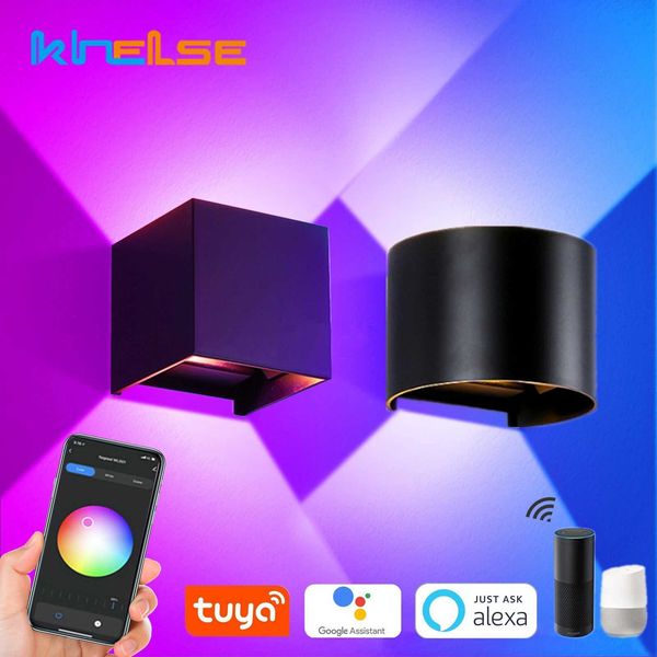 Tuya WIFI Smart RGB LED Wall Lamp Outdoor Waterproof Cube CCT - RGB+W APP Dimming Exterior Wall Light Atmosphere Washer LightCL240809