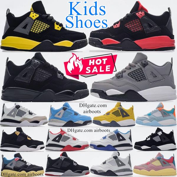 4s kids shoes 4 basketball boys sneakers designer military black cat Blue trainers kid youth toddler Bred shoe Lightning Red Thunder Fire Re