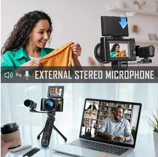 2025 Digital Cameras G-Anica 4k For Pography48MP Video Camera YouTube Vlogger Kit-Microphone & Remote Control Tripod Grip